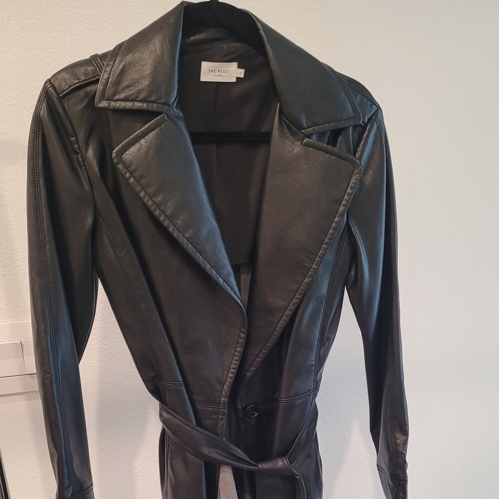 Vegan Leather Trench Coat by The Reset